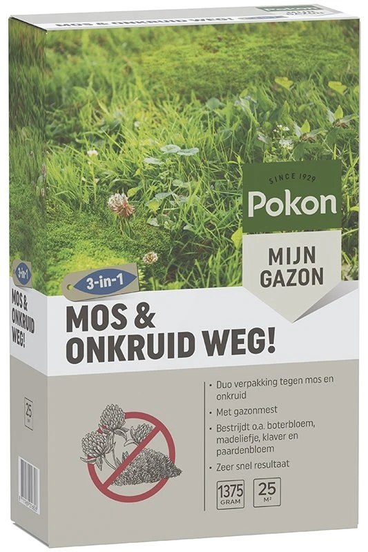 Pokon Mos En Onkruid Weg! 3-in-1 Voor 25m² 1 Pokon Mos En Onkruid Weg! 3-in-1 Voor 25m²