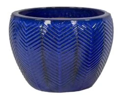 Portly Egg Fishbone Falling Blue - Ø 38 X H 27 Cm